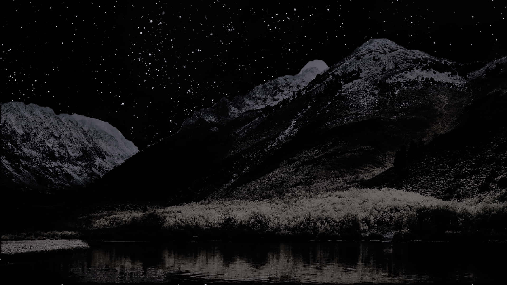 A Mountain Range With Stars In The Sky Background