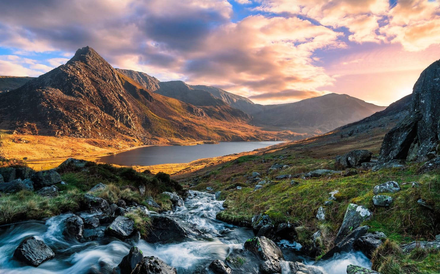 A Mountain Stream Runs Through The Mountains