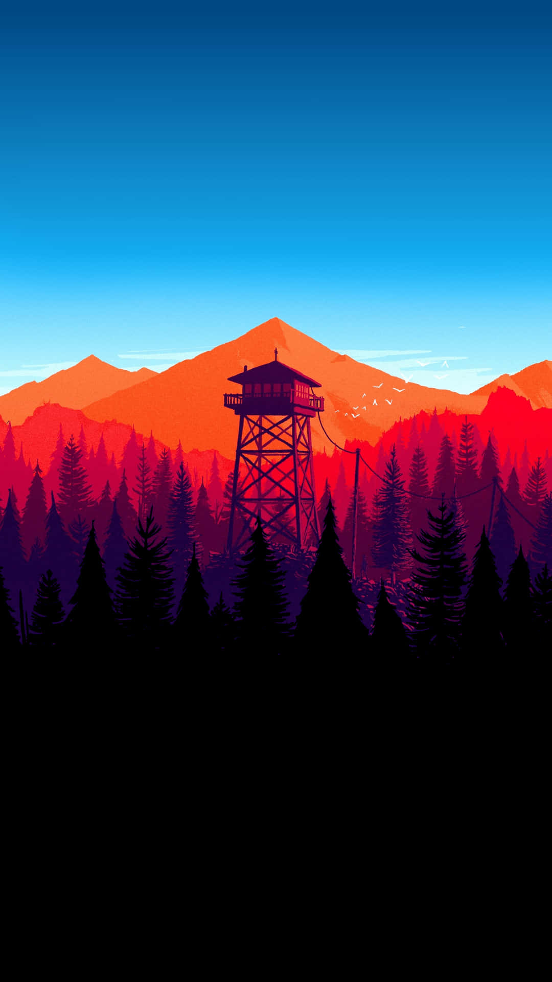 A Mountain With A Tower In The Background