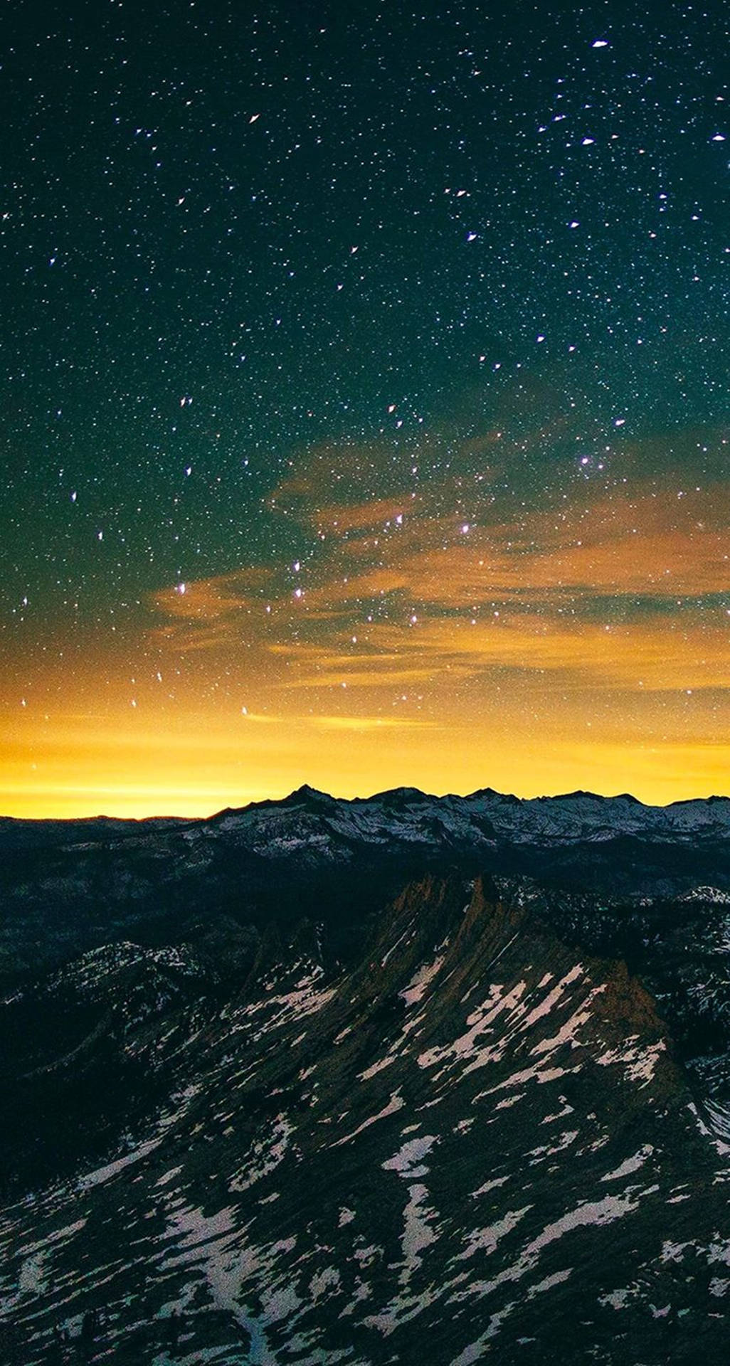 A Mountain With Snow And Stars In The Sky