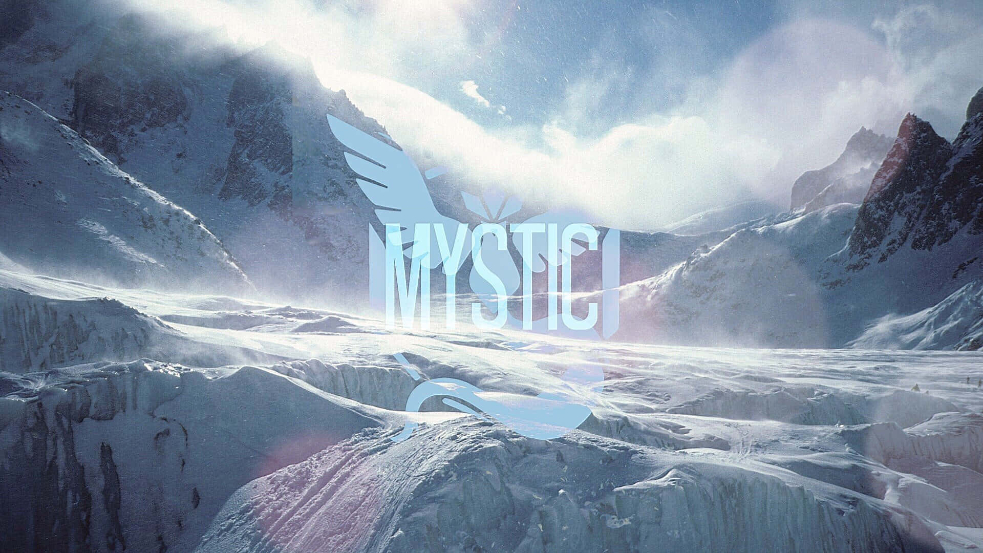 A Mountain With Snow And The Word Mystic Background
