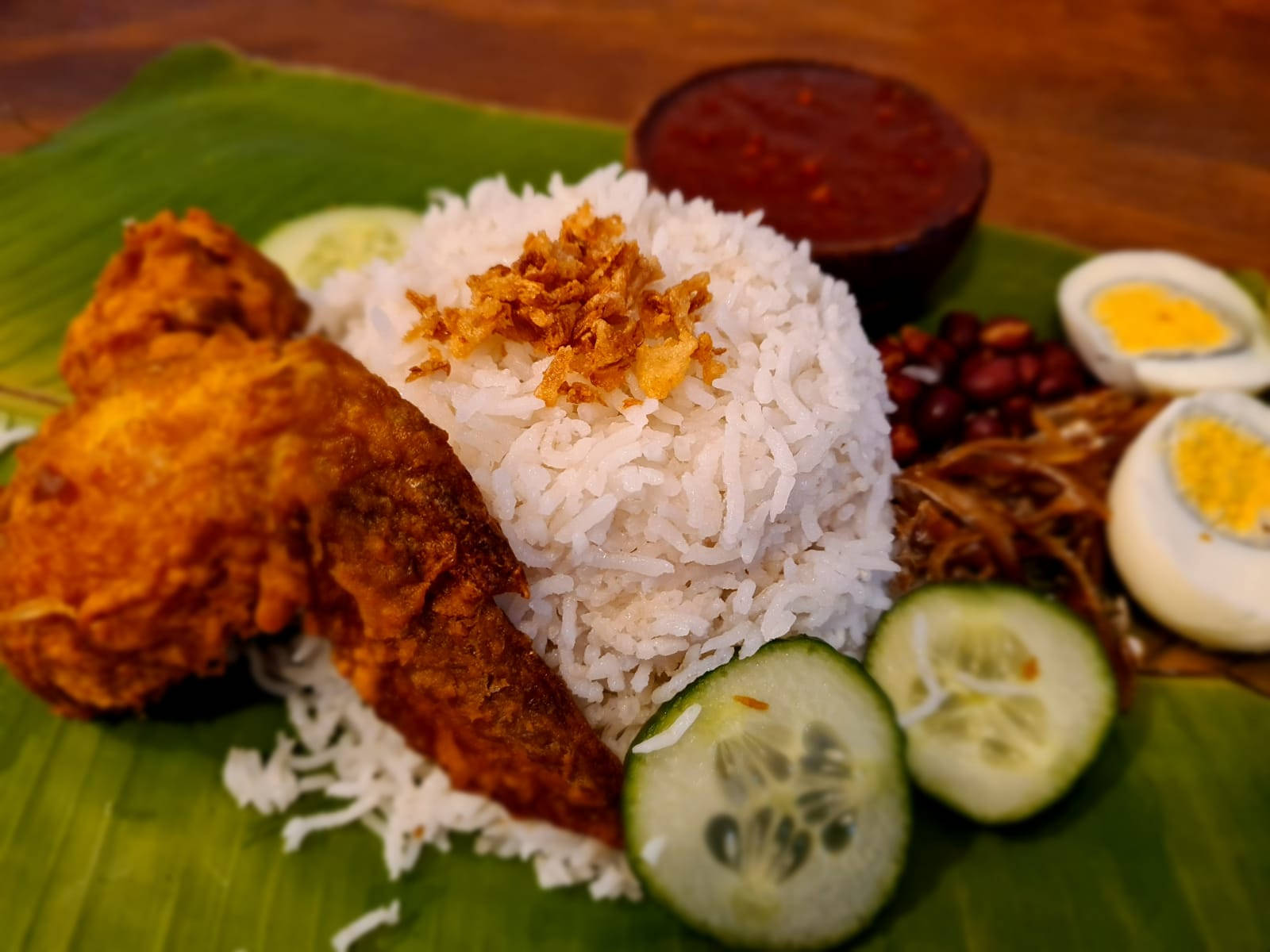 A Mouthwatering Plate Of Authentic Malaysian Nasi Lemak