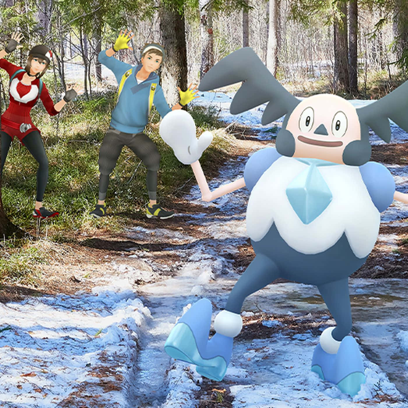A Mr. Mime Pantomiming In A Lush Forest Background