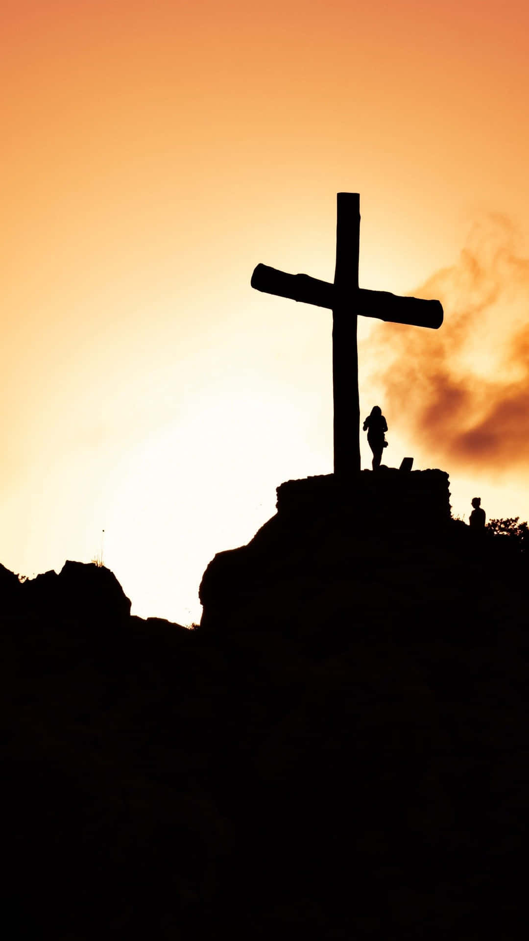 A Mural Of Jesus Christ Can Be Seen On An Iphone X Background