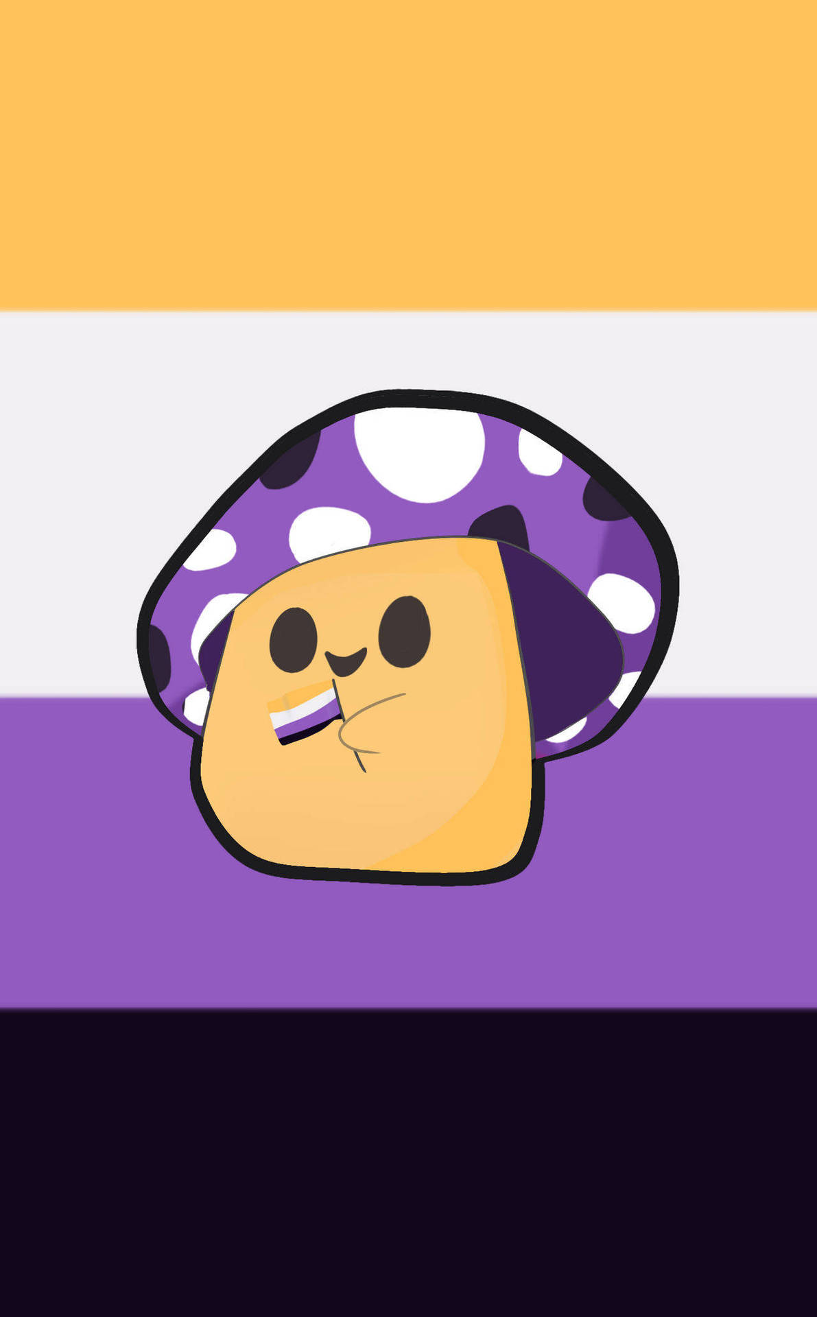 A Mushroom With A Purple And Yellow Hat Background