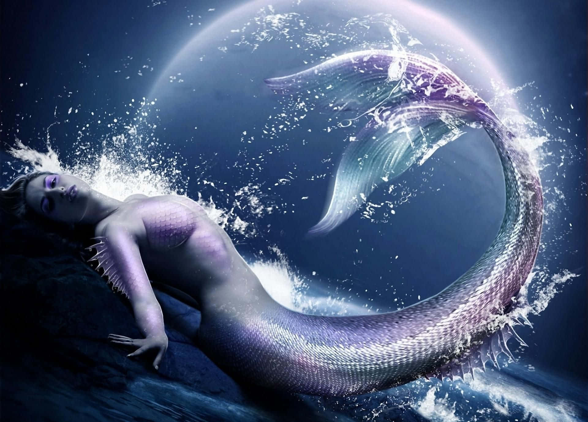 A Mysterious And Beautiful Real Mermaid Captured In A Photo Background