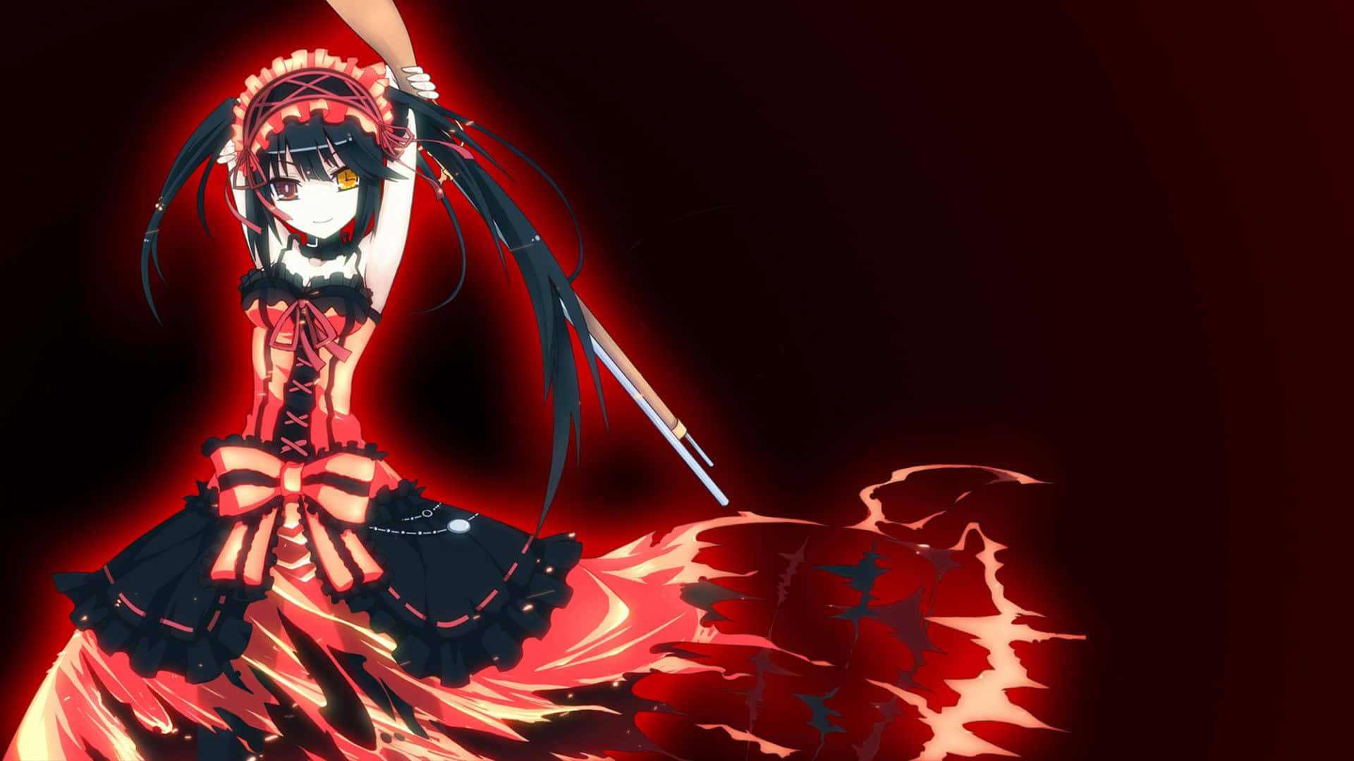 A Mysterious Anime Drawing Of A Silhouette In A Black And Red Colour Scheme Background