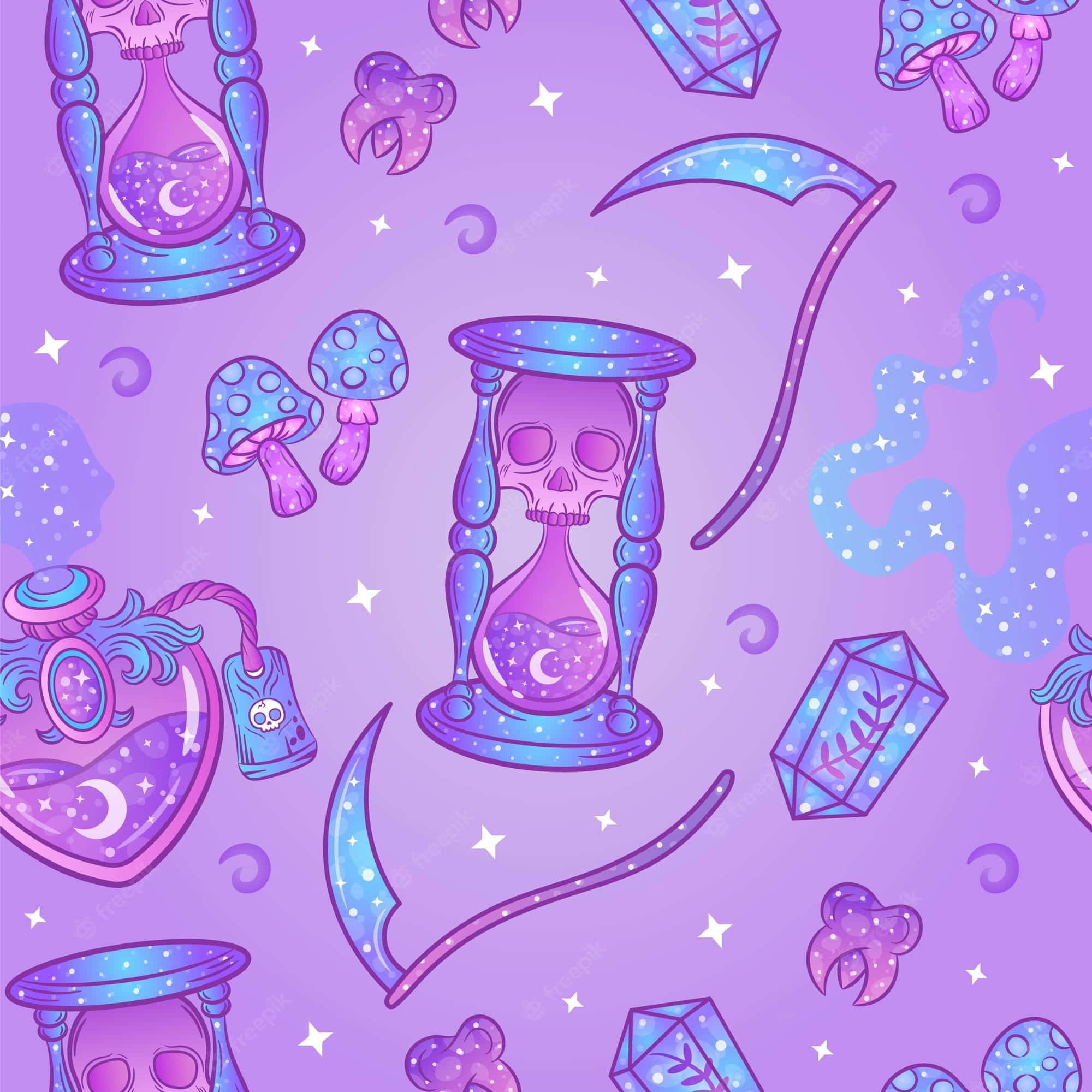 A Mysterious Pastel Witch Lurking In The Night Background
