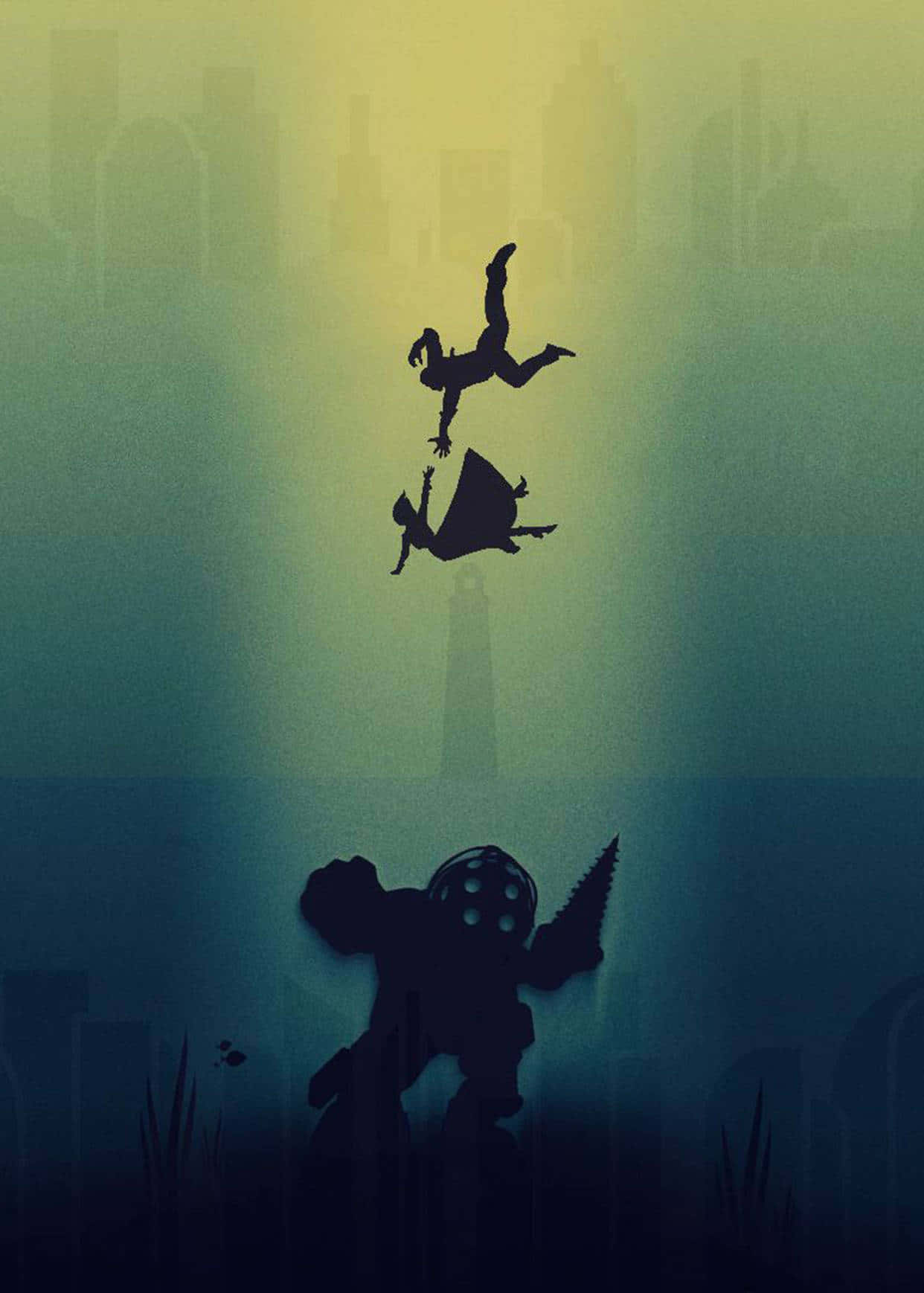 A Mysterious Underwater City In Bioshock On An Iphone 4k Display Background