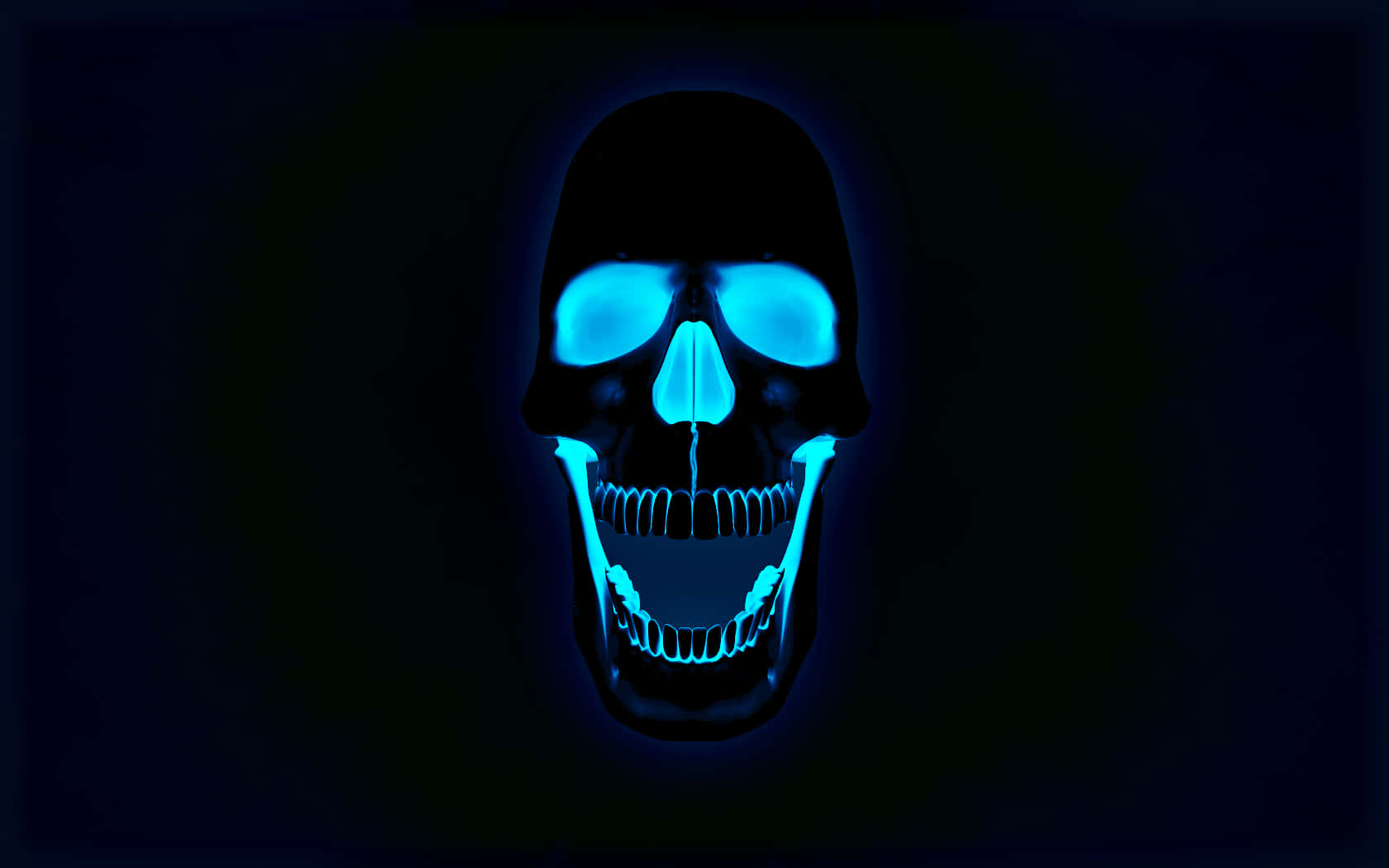 A Mystical Black Skeleton Looking Out From The Night Background