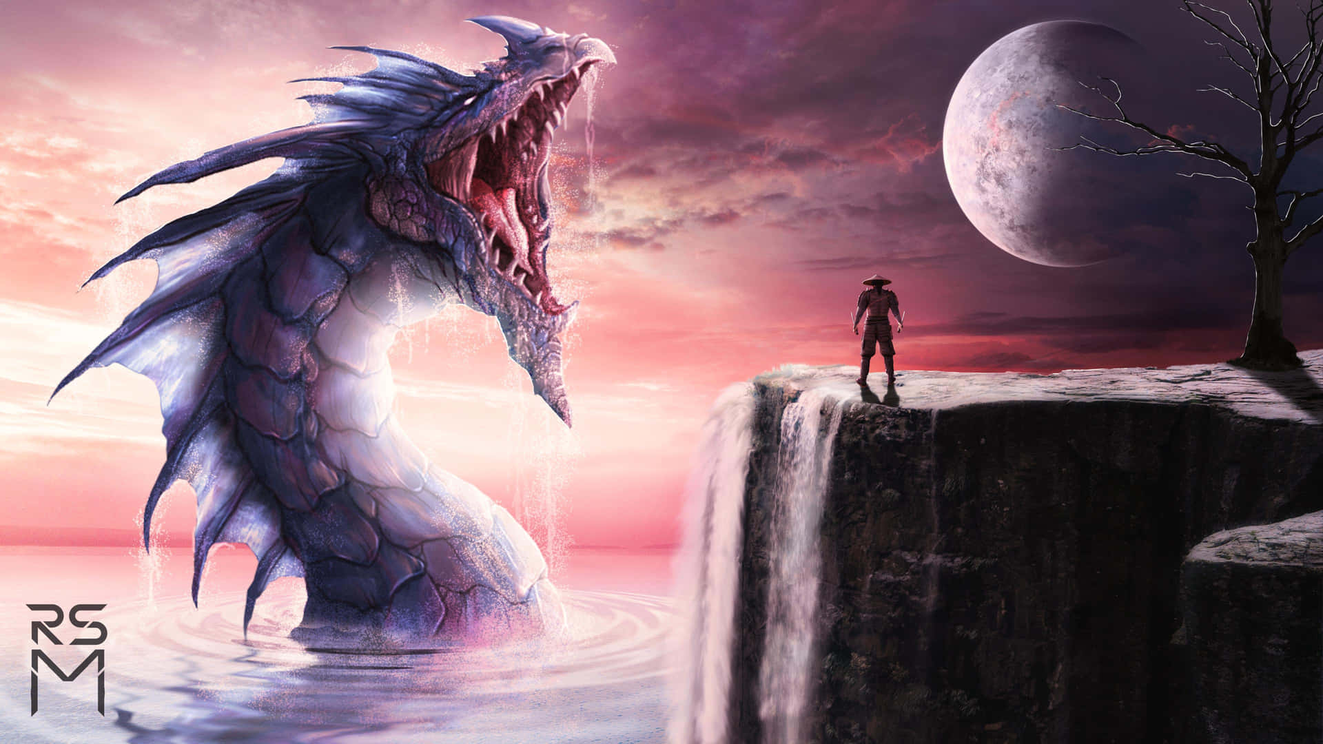 A Mystical Dragon Breathes Fire Background