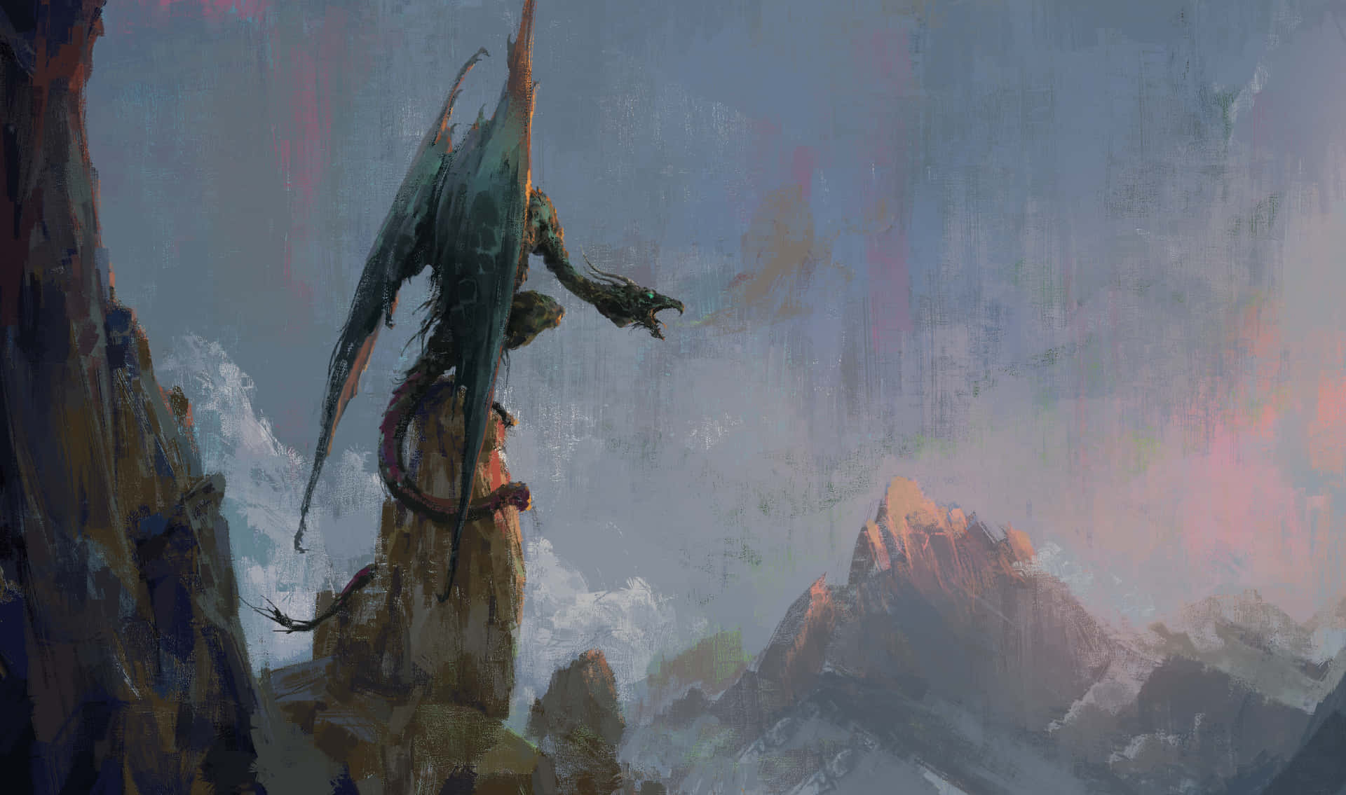 A Mystical Dragon, Majestically Guarding Its Turf Background