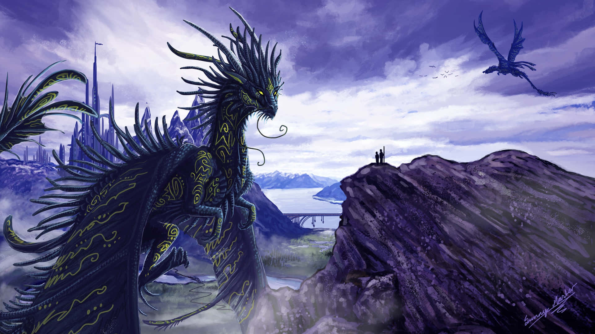 A Mystical Dragon Sits Atop A Pile Of Gold And Jewels Guarding Its Treasure Background