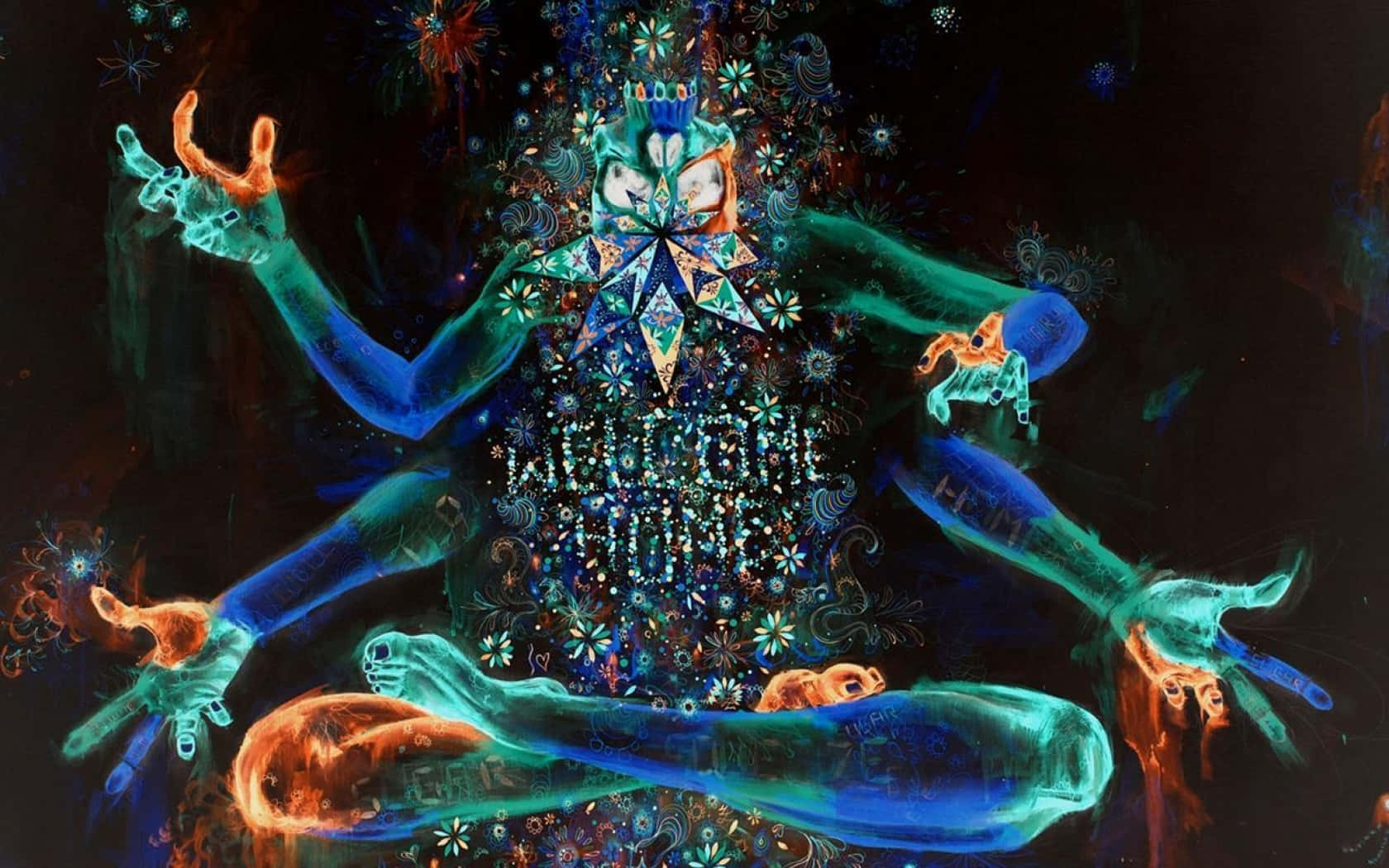 A Mystical Journey Through A Dark Psychedelic World Background