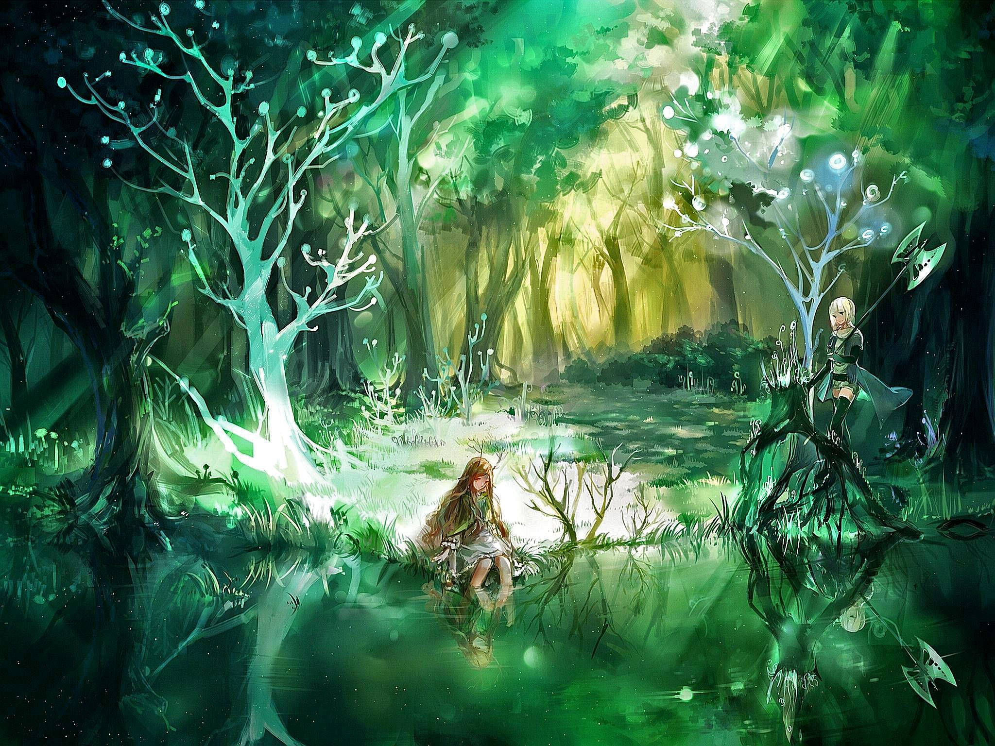 A Mystical Journey - Woman In The Enchanted Forest Background