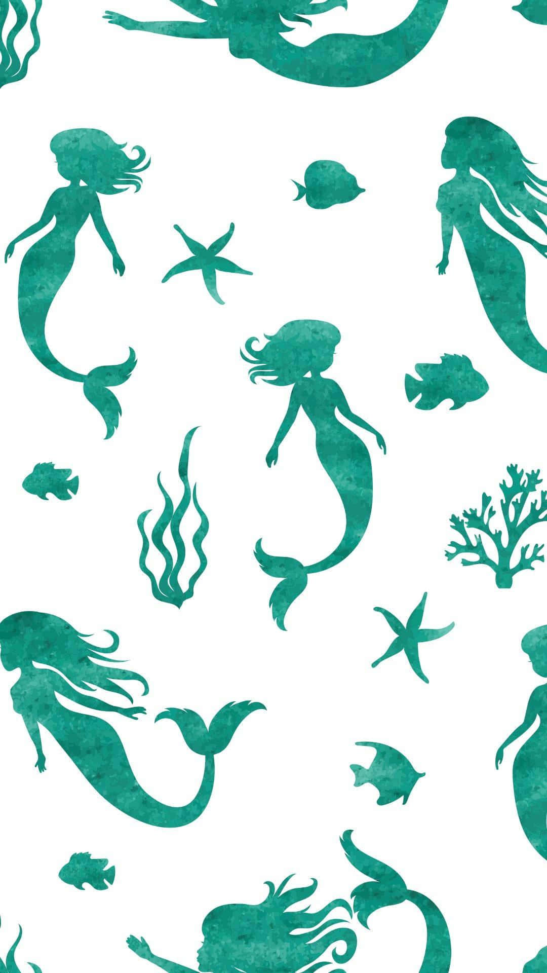 A Mystical Underwater Journey With A Cute Mermaid Background