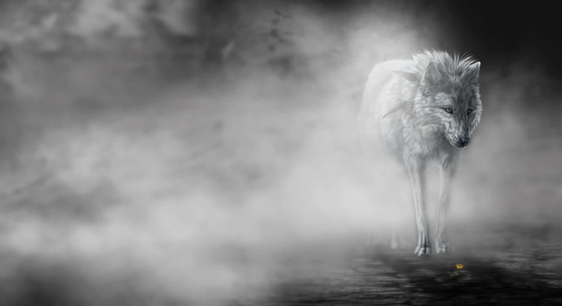 A Mystical Wolf Gazing Into The Distance Background