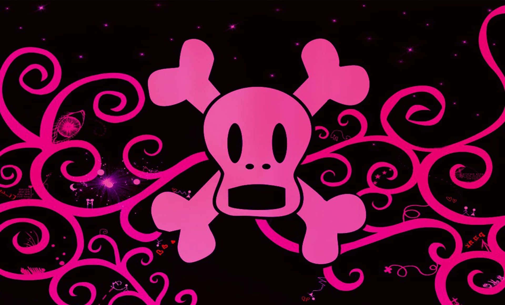 A Mythical Pink Skull In The Night Sky Background