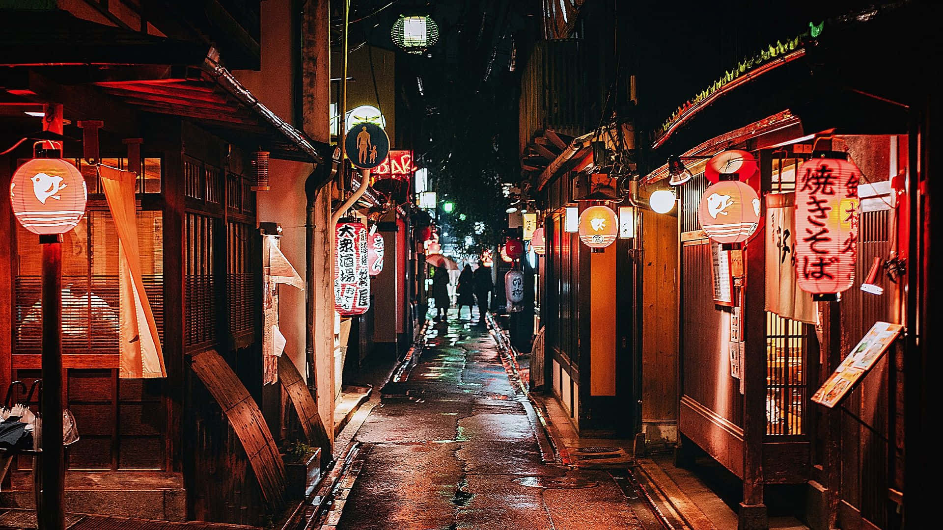 A Narrow Alleyway With A Lot Of Lights Background