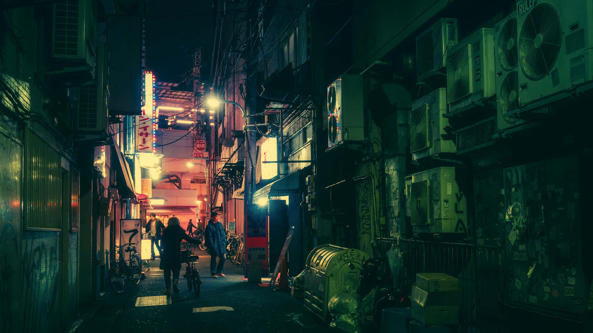 A Narrow Alleyway With A Lot Of Lights Background