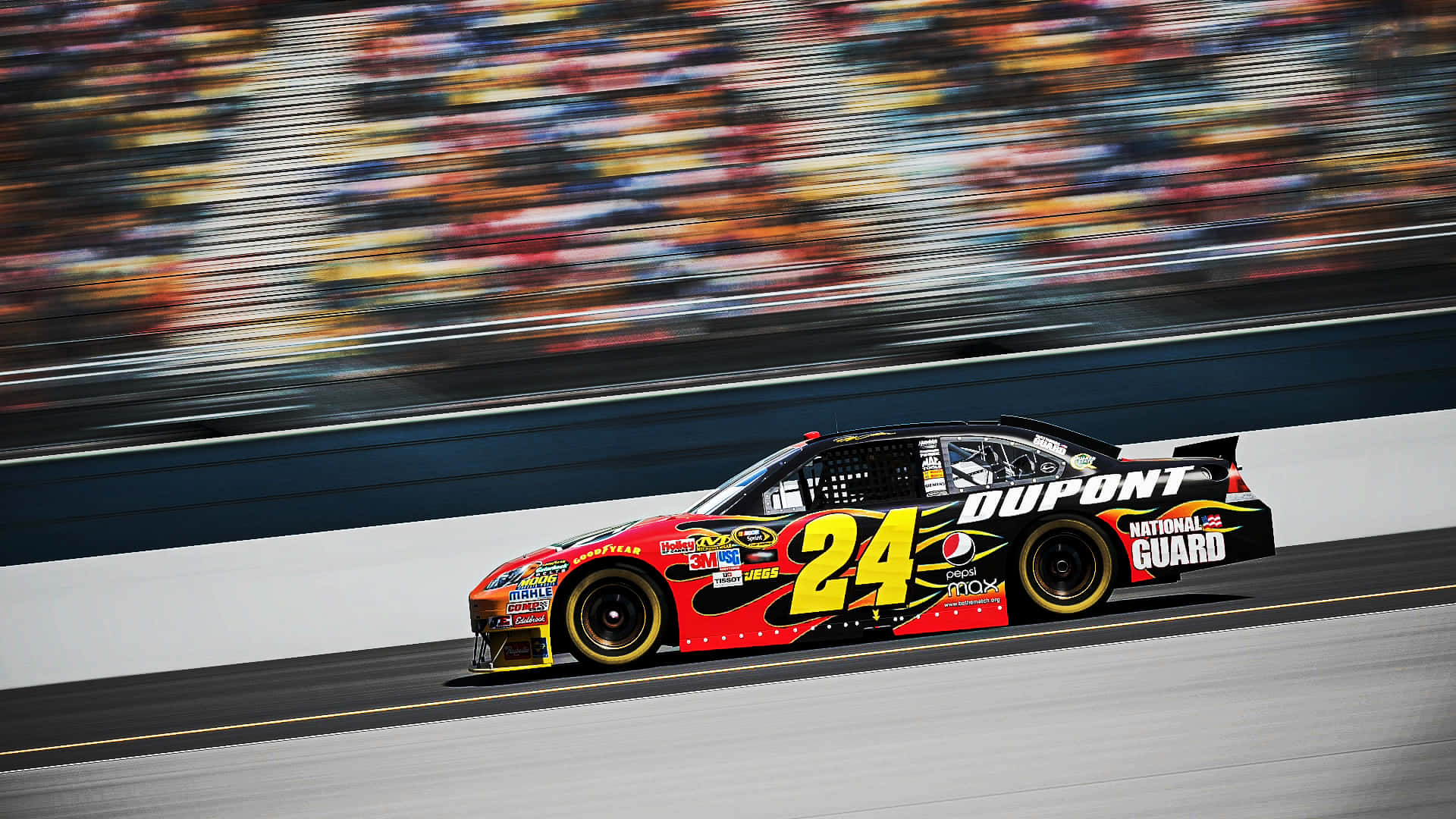 A Nascar Car Driving On A Track Background