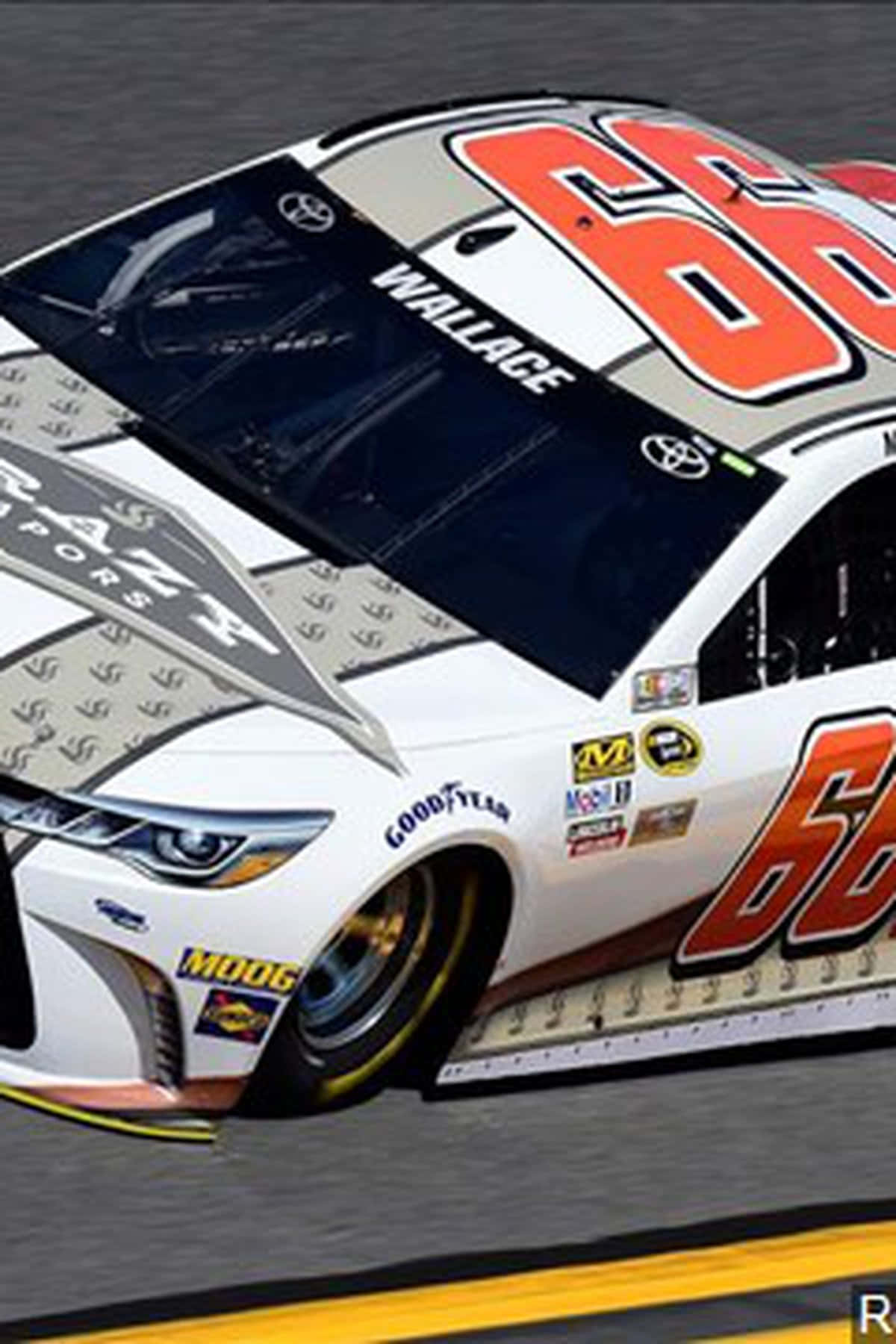 A Nascar Car With The Number 66 On It Background