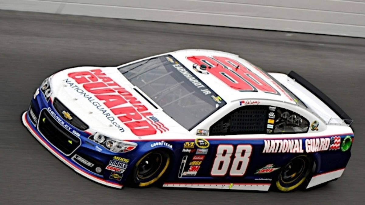 A Nascar Car With The Number 88 On It Background