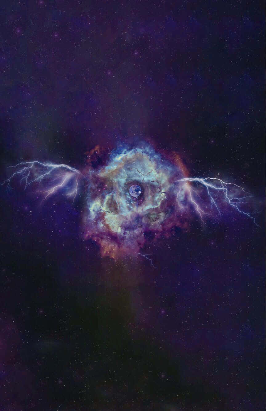 A Nebula With A Blue And Purple Background