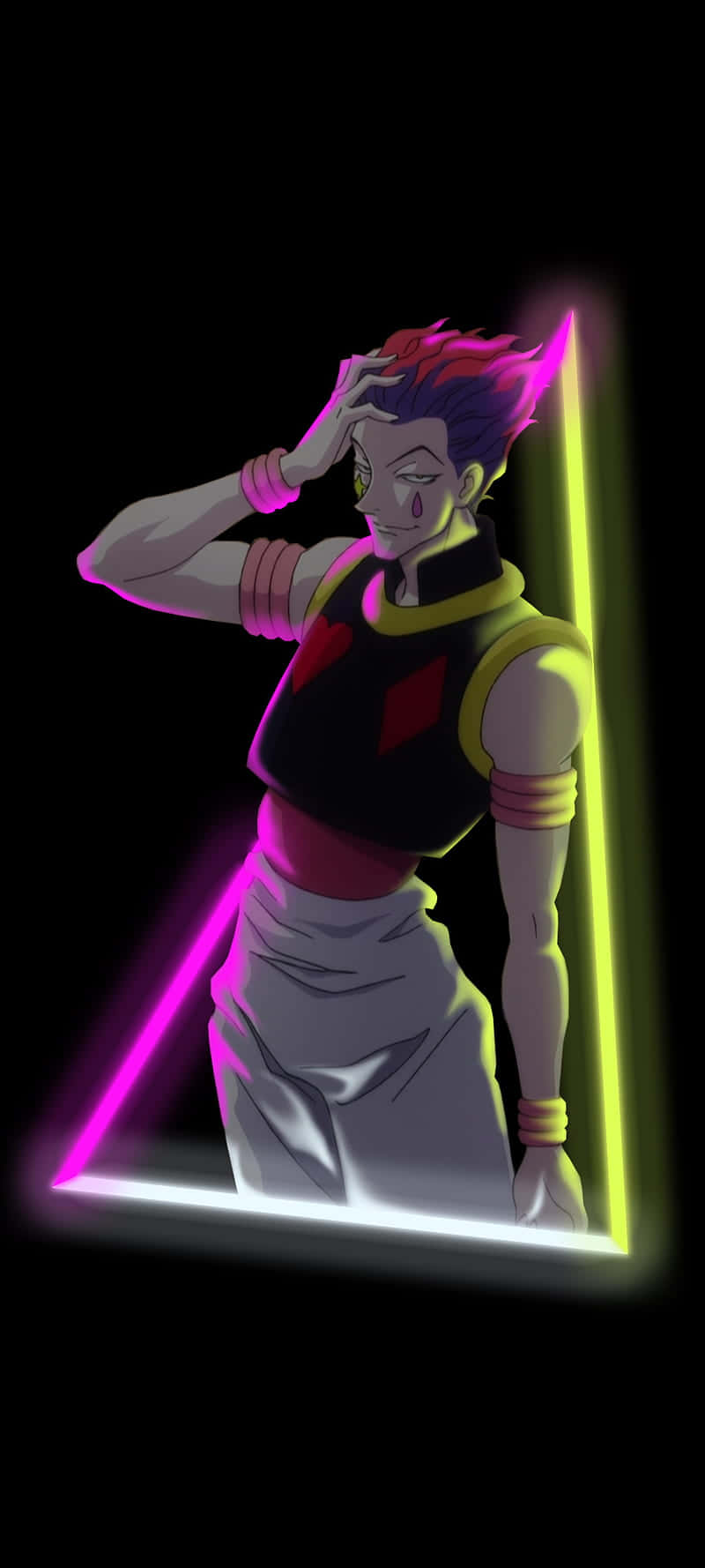 A Neon Colored Image Of A Character In A Triangle Background
