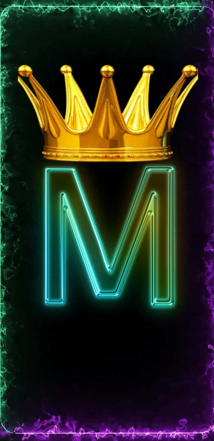 A Neon Crown With The Letter M On It Background