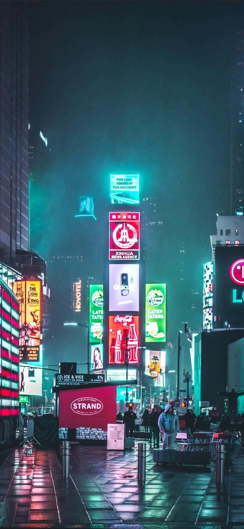 A Neon Glow Shows Off A Breathtaking City Skyline. Background