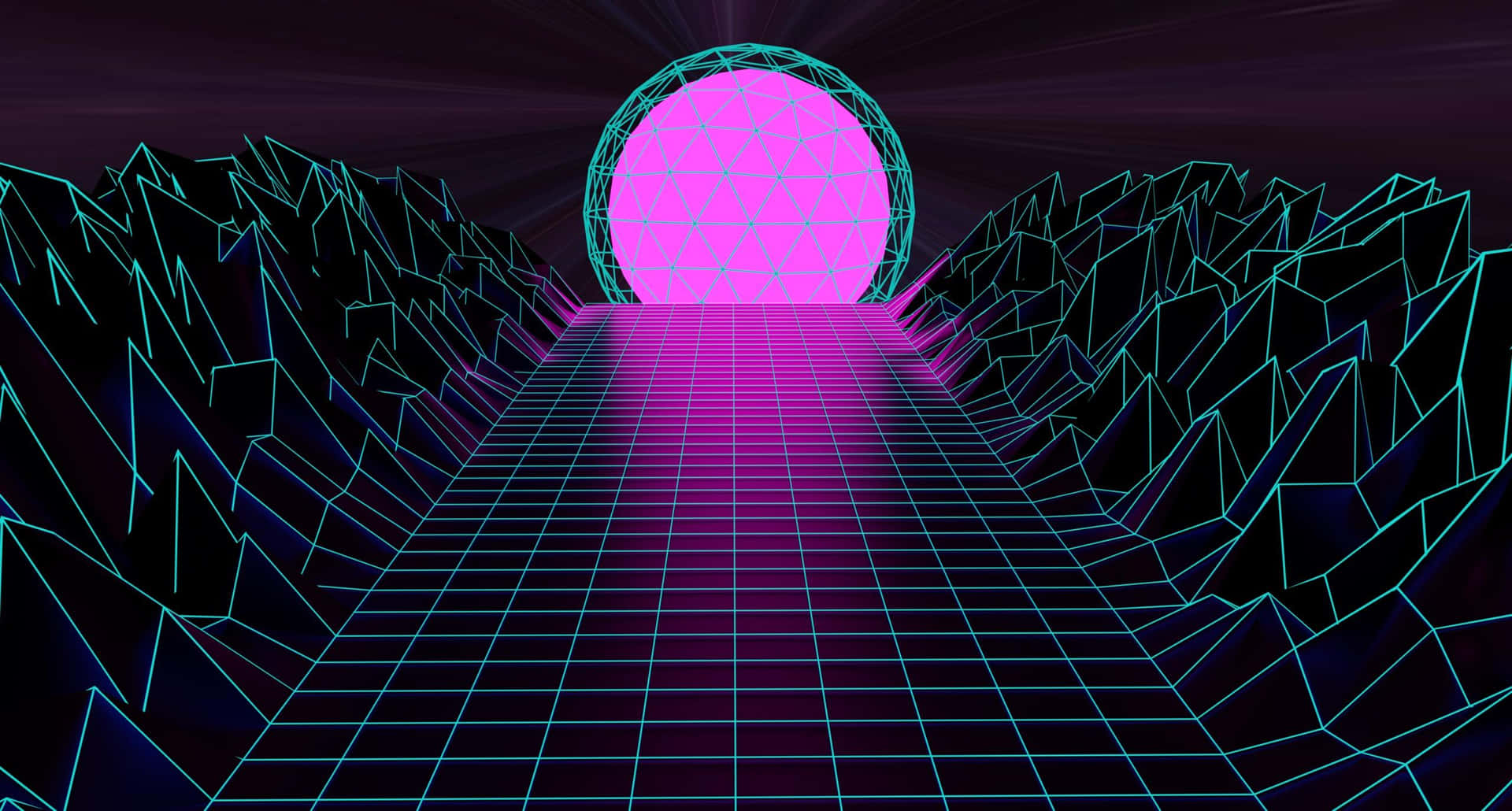 A Neon Light Is Shining Through A Tunnel Background