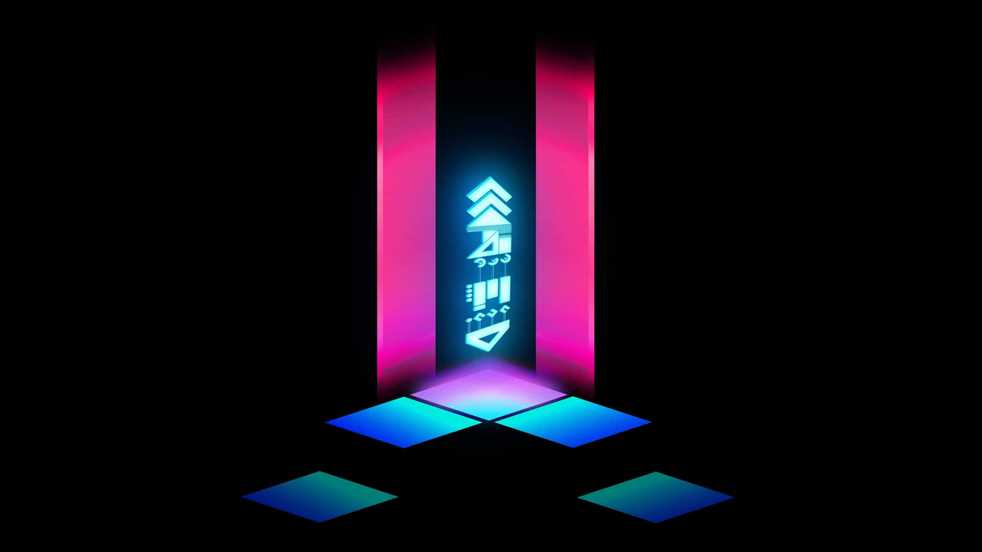 A Neon Sign With A Neon Light In The Background Background