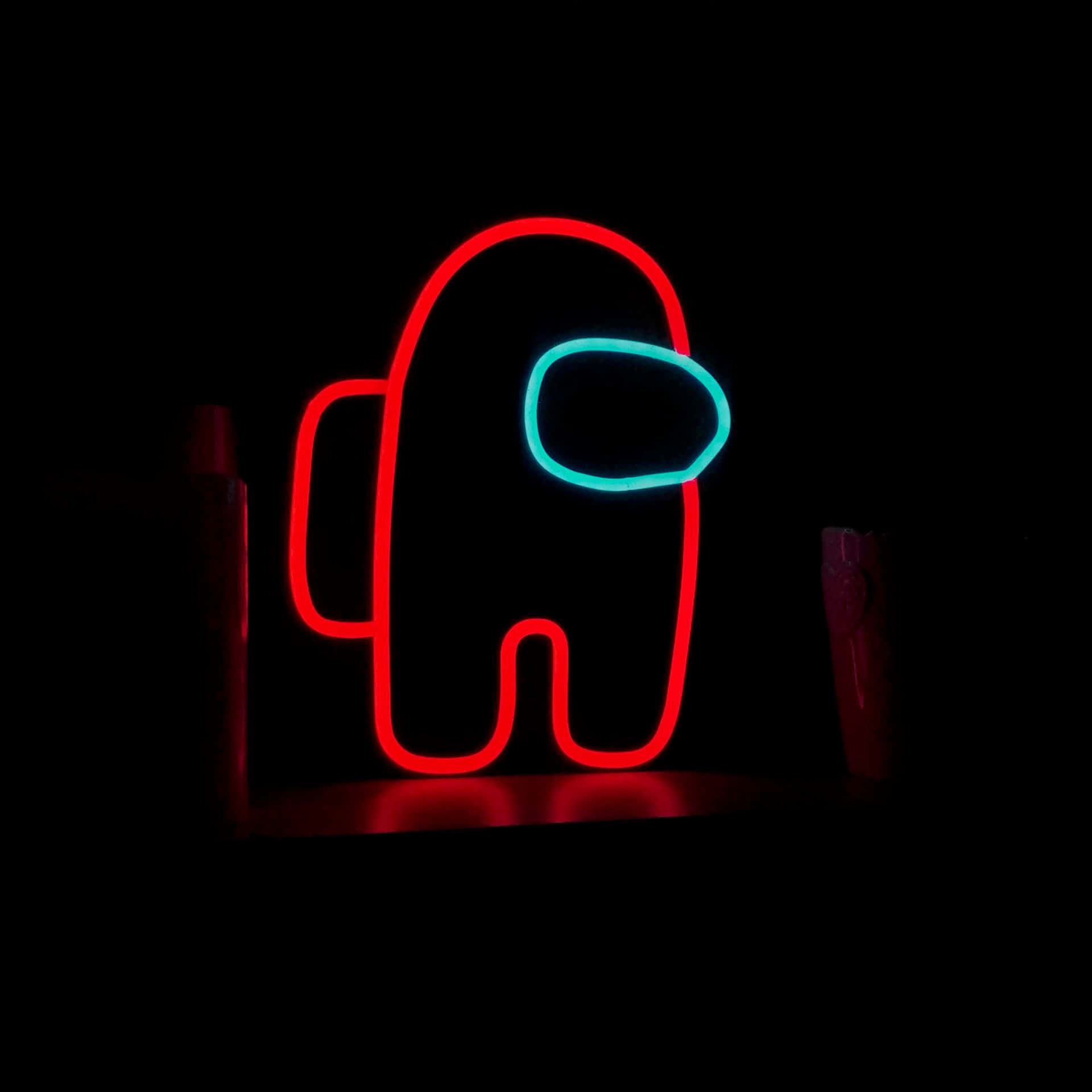 A Neon Sign With A Red And Blue Light Background
