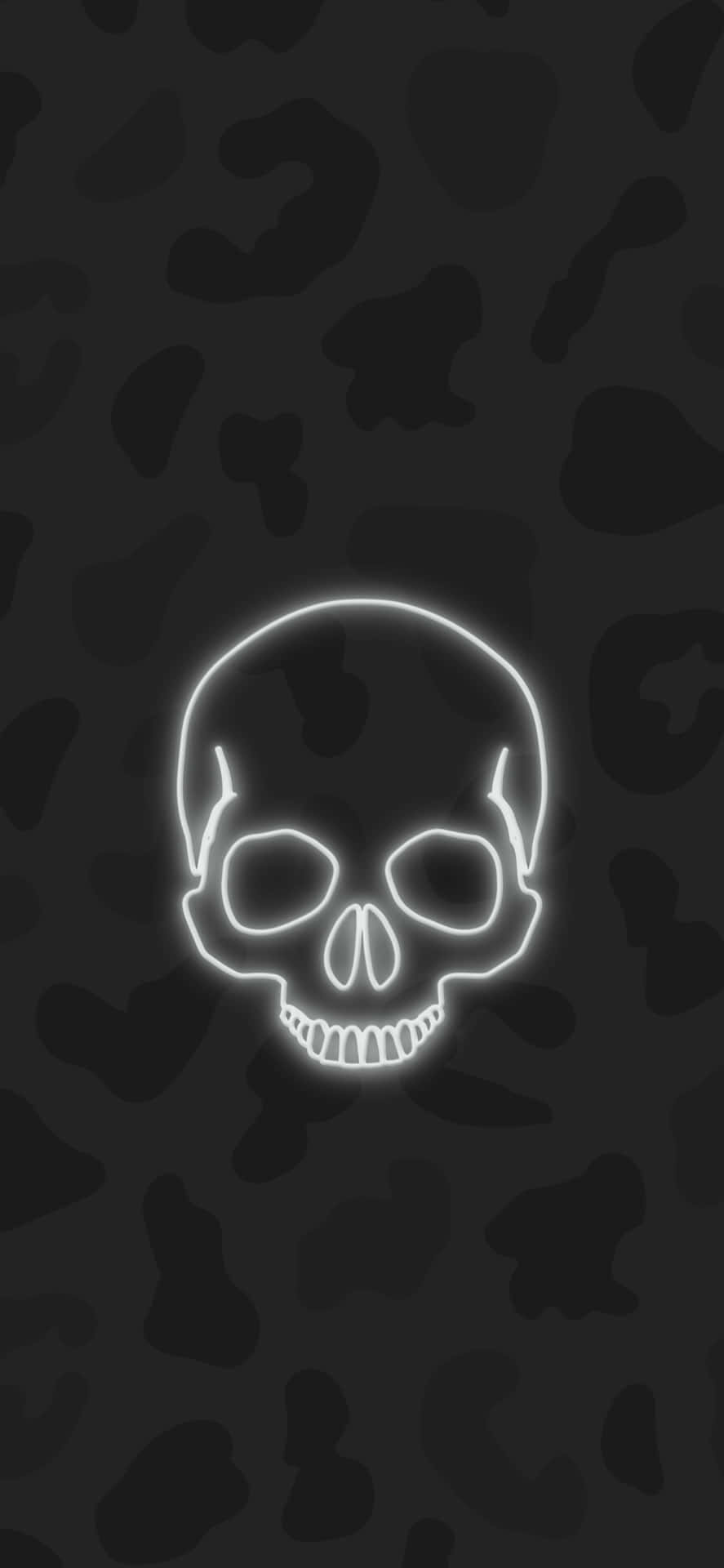 A Neon Skull On A Black Background