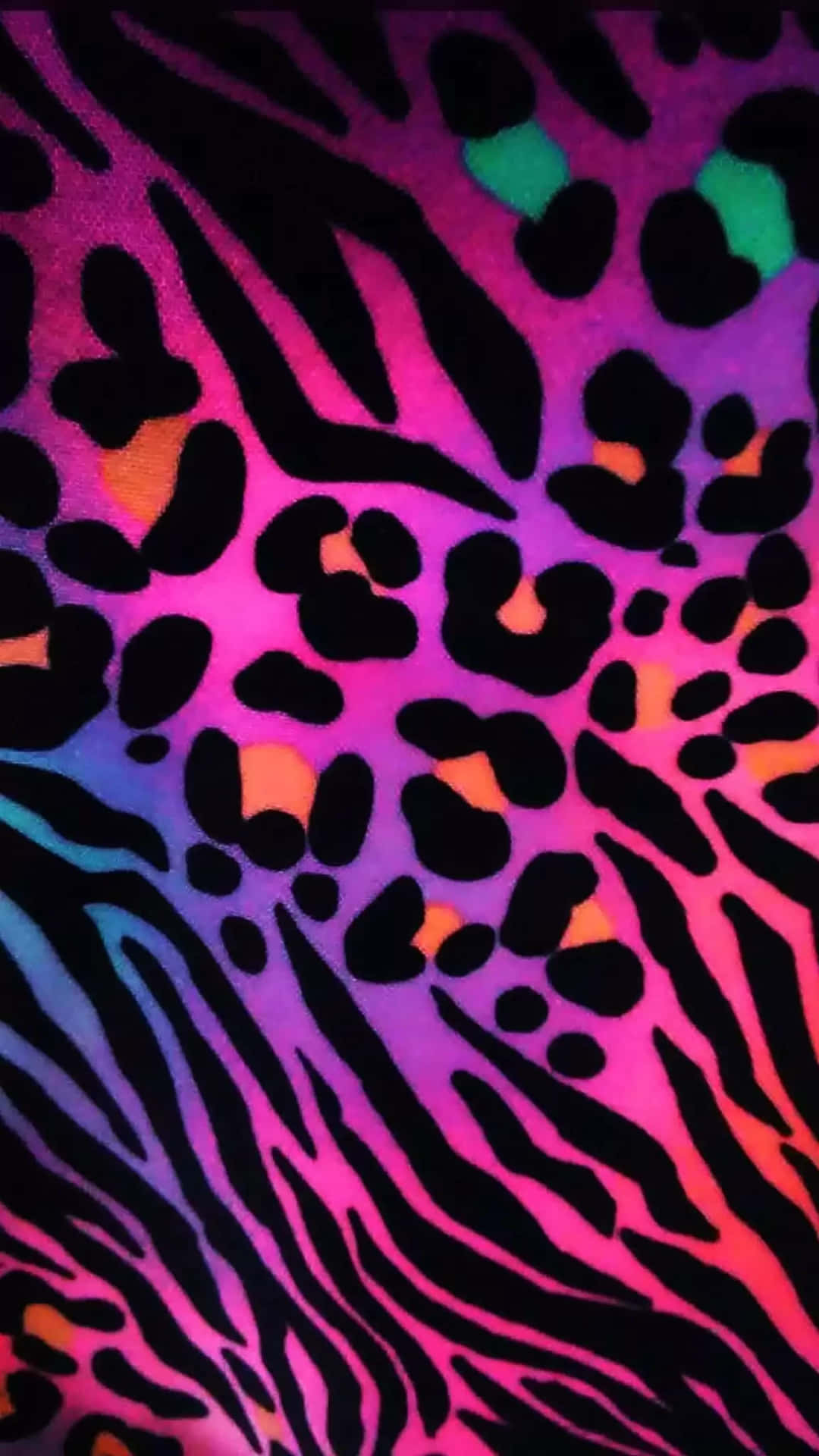 A Neon Zebra Print On A Black Background Background