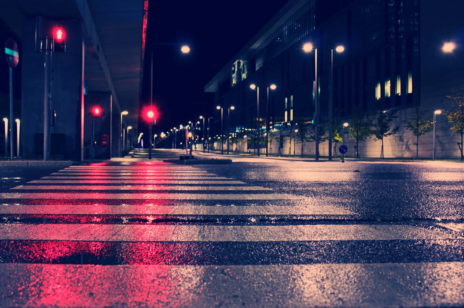 A Nighttime Stroll Down An Empty Street