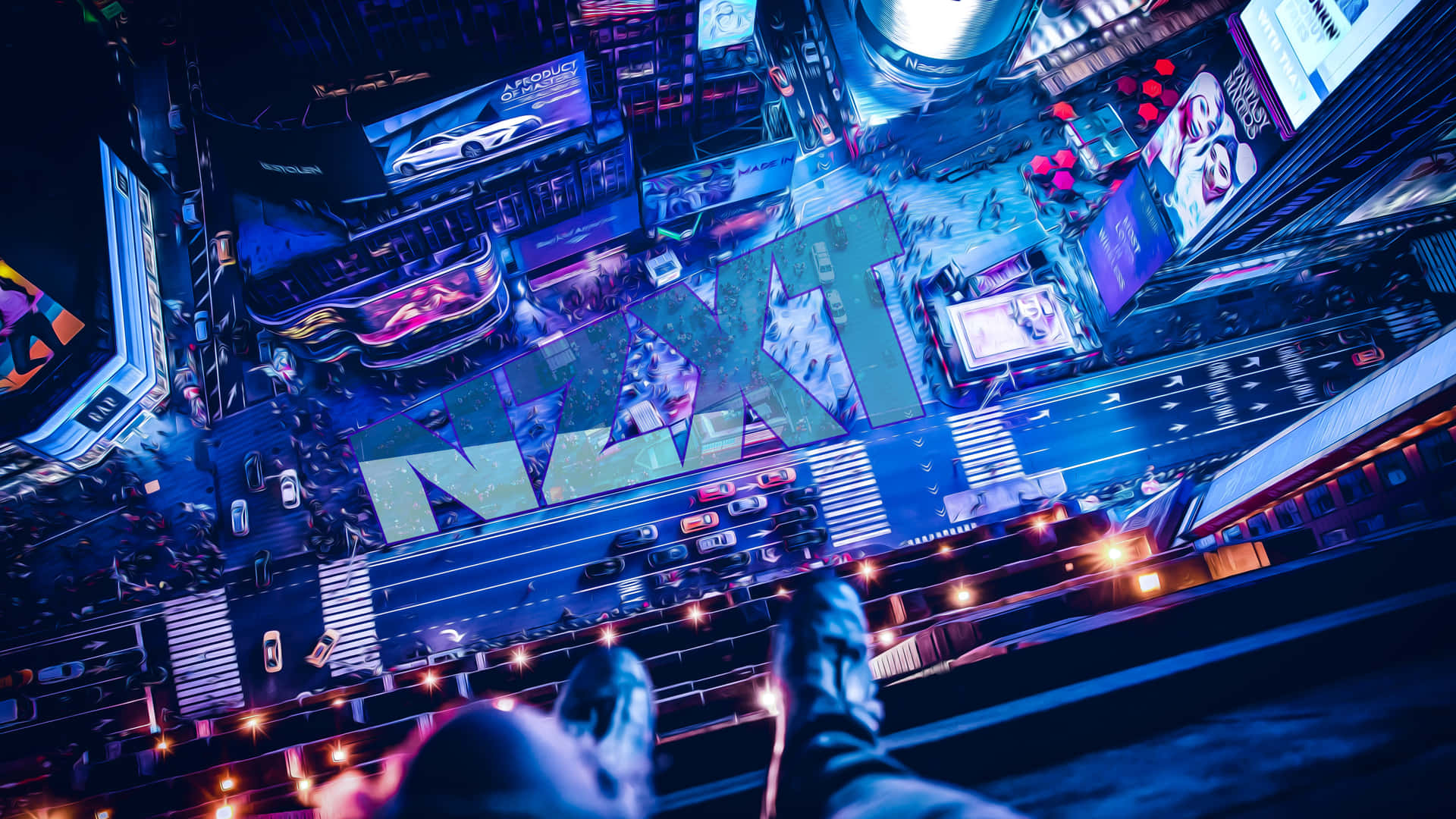 A Nighttime View Of Times Square In Manhattan, New York Background