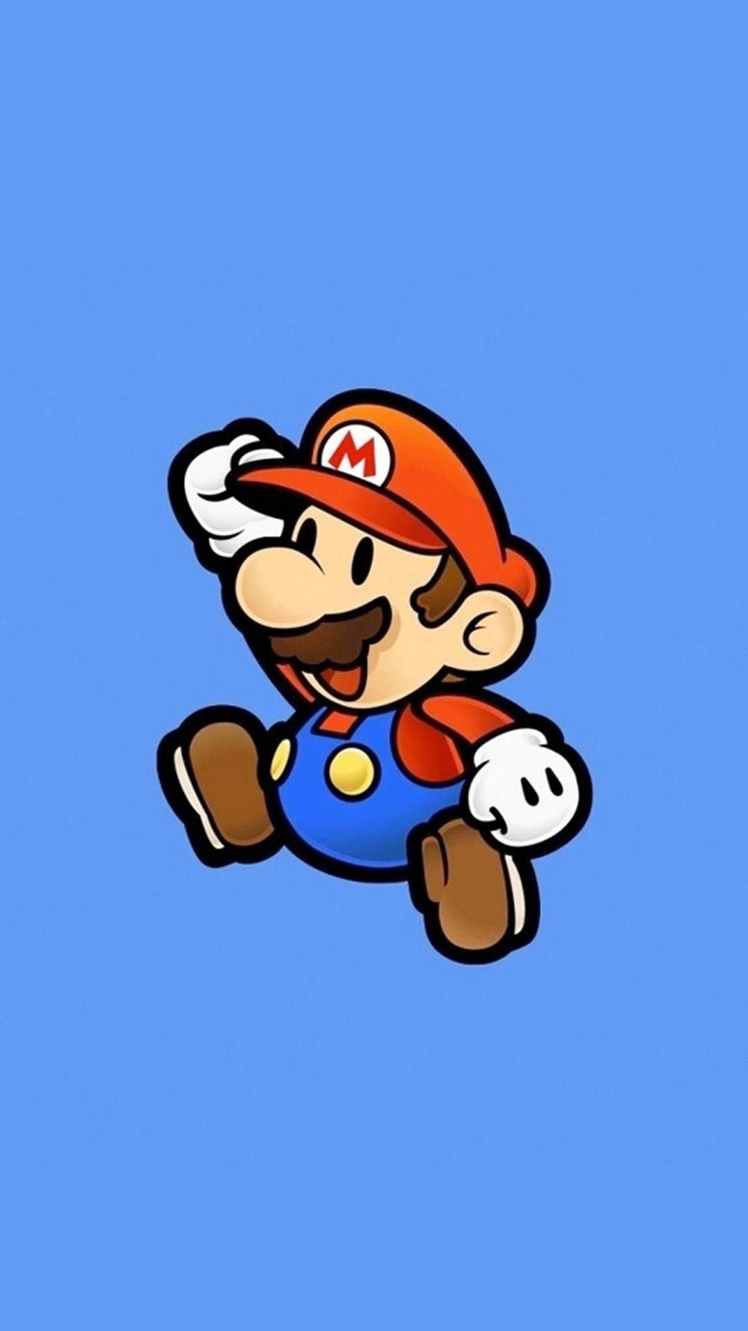 A Nintendo Mario Character Is Running On A Blue Background Background
