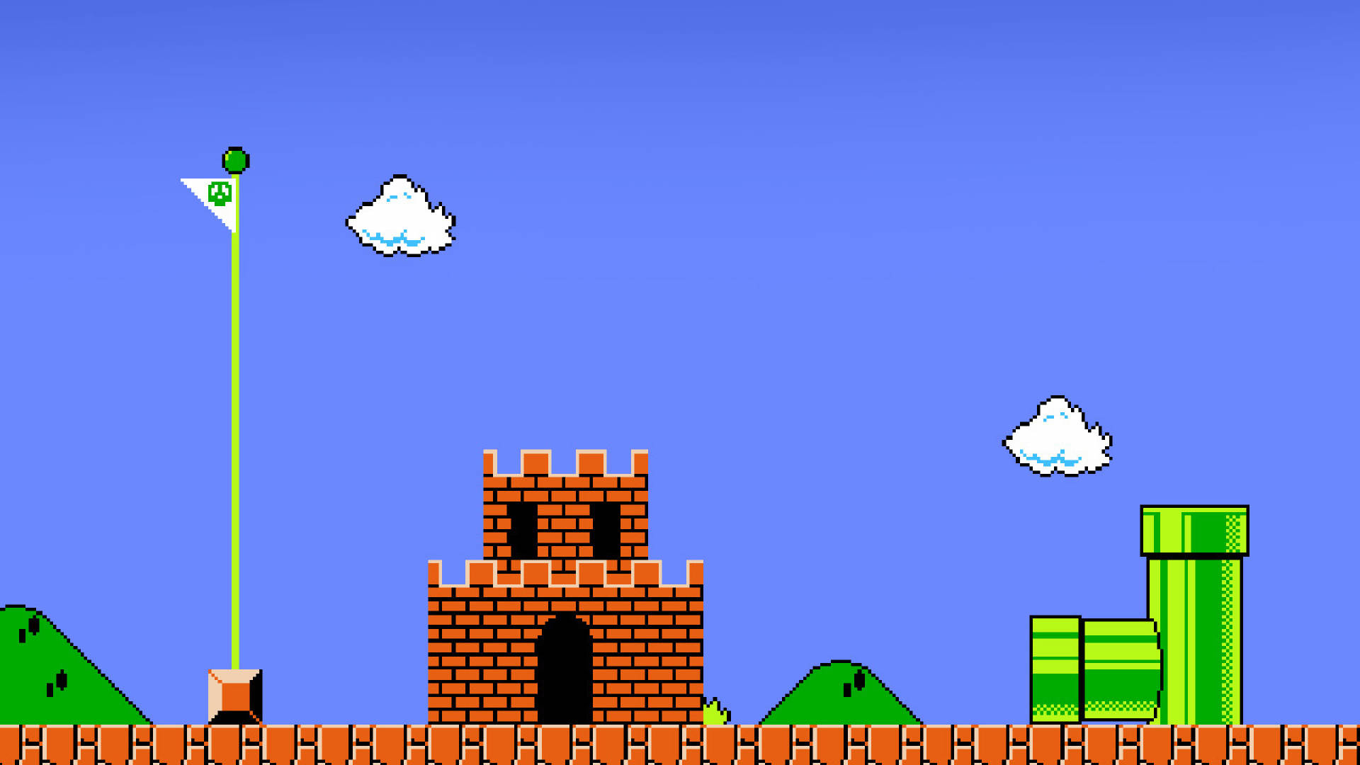 A Nintendo Mario Game With A Castle And A Castle Background