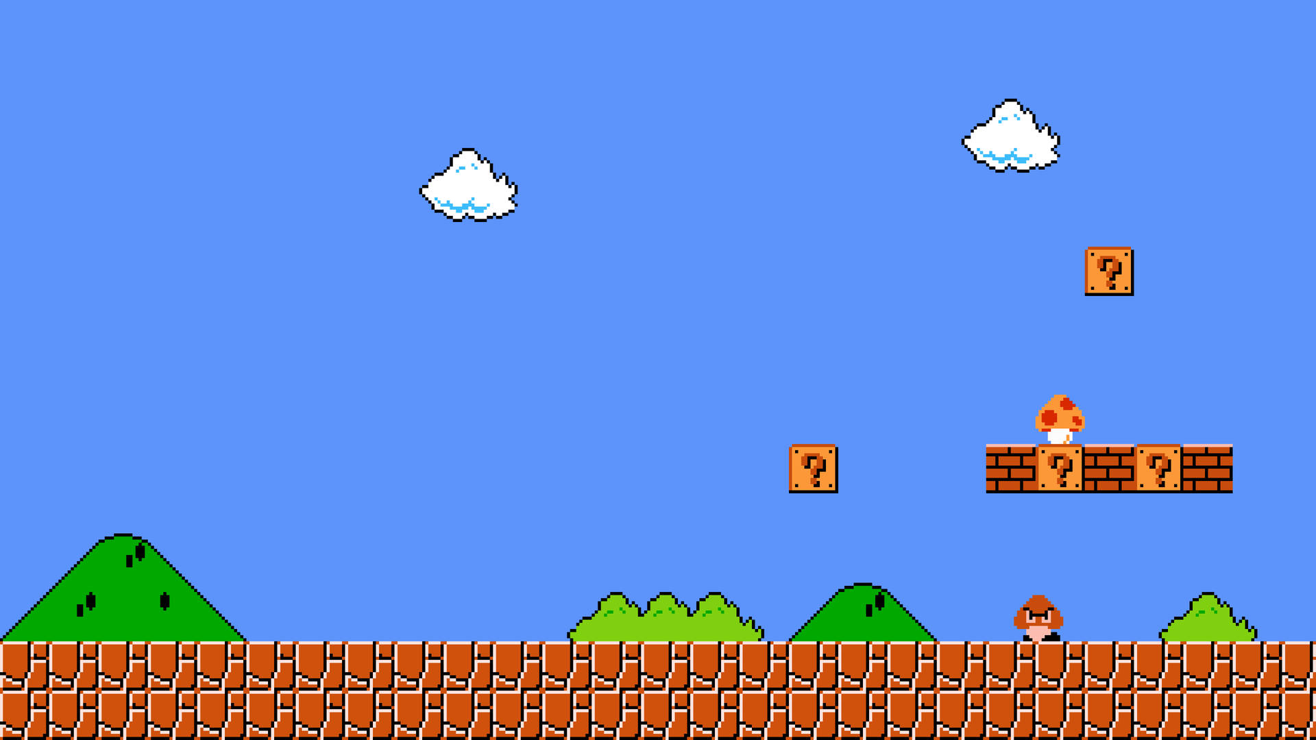 A Nintendo Mario Game With A Character On Top Of A Brick Background