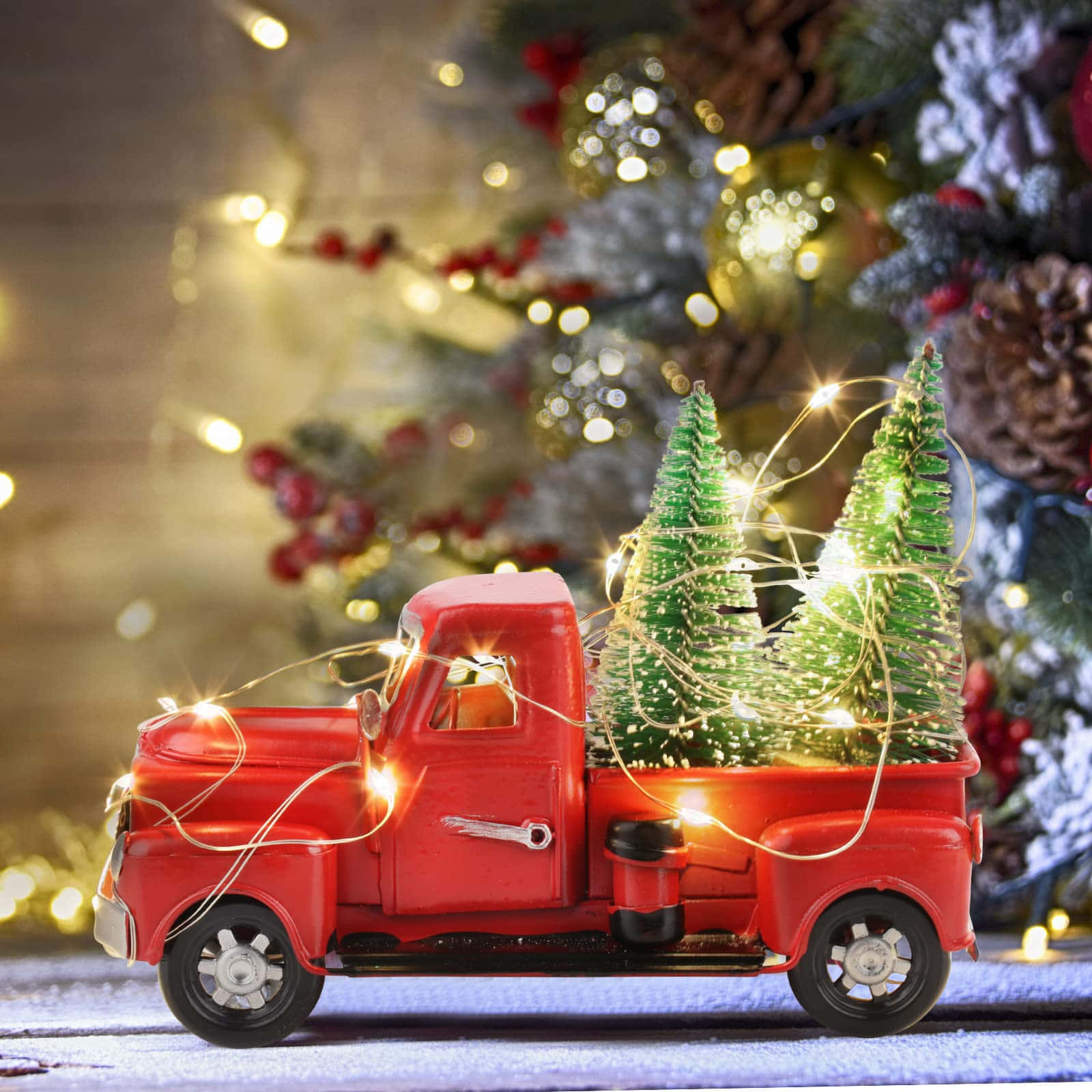 A Nostalgic Look Back Over The Holidays With A Bright, Vintage Truck.