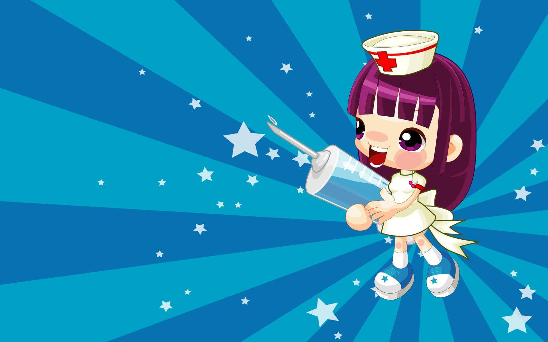 A Nurse Flying In The Air Background