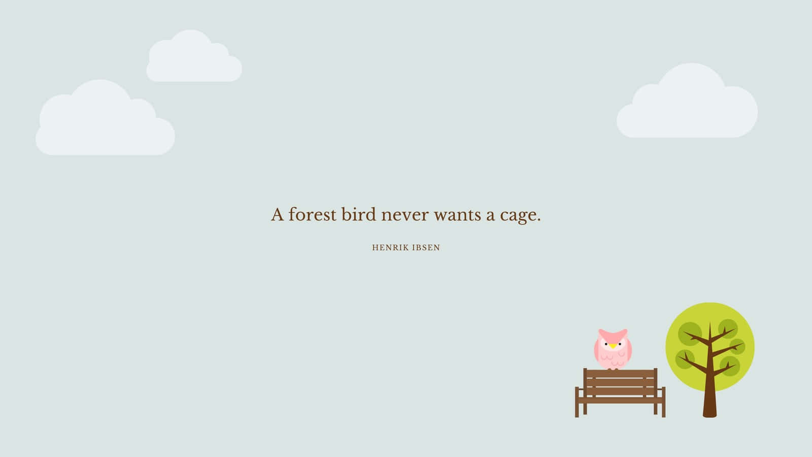 A Owl Sitting On A Bench With A Quote Background