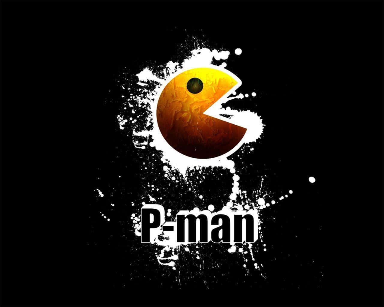 A Pacman Logo On A Black Background Background