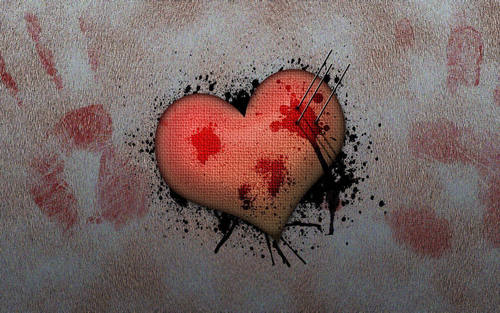 A Painful End - Bloody Broken Heart Background