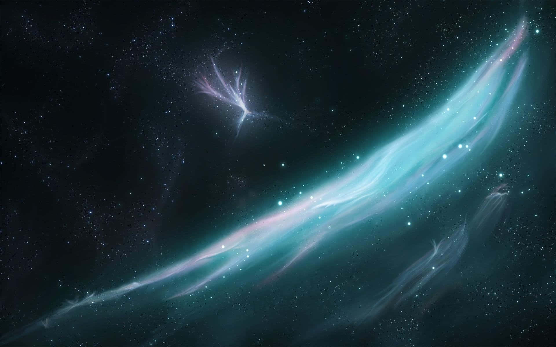 A Painting Of A Blue And Green Star In Space