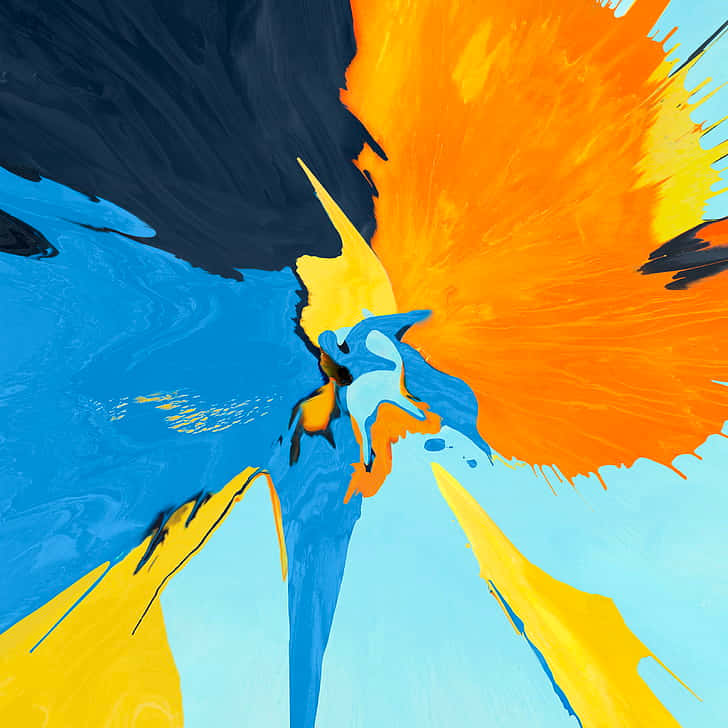 A Painting Of A Blue, Yellow, And Orange Color Background