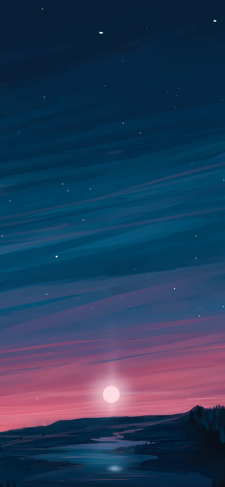 A Painting Of A Night Sky With Stars Background