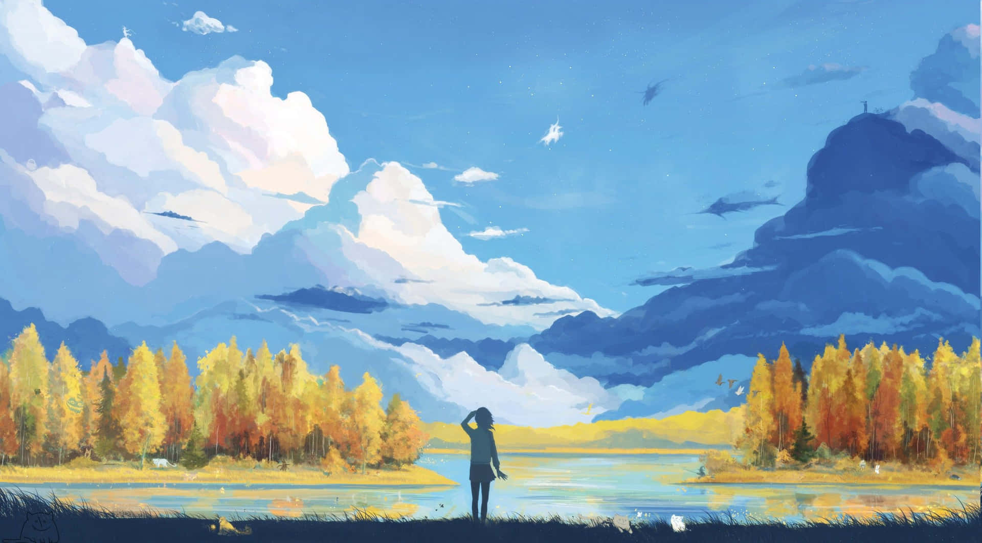 A Painting Of A Person Looking At The Sky